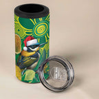 Aussie Honeyeaters Banksia Christmas 4 in 1 Can Cooler Tumbler Aboriginal Dots Painting Green Motif - Aussie Hoodie