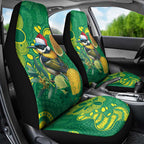 Aussie Honeyeaters Banksia Christmas Car Seat Cover Aboriginal Dots Painting Green Motif - Aussie Hoodie