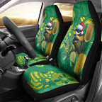 Aussie Honeyeaters Banksia Christmas Car Seat Cover Aboriginal Dots Painting Green Motif - Aussie Hoodie