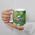 Aussie Honeyeaters Banksia Christmas Ceramic Mug Aboriginal Dots Painting Green Motif - Aussie Hoodie