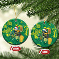 Aussie Honeyeaters Banksia Christmas Ceramic Ornament Aboriginal Dots Painting Green Motif - Aussie Hoodie