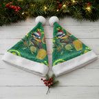Aussie Honeyeaters Banksia Christmas Santa Hat Aboriginal Dots Painting Green Motif - Aussie Hoodie