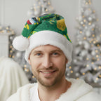 Aussie Honeyeaters Banksia Christmas Santa Hat Aboriginal Dots Painting Green Motif - Aussie Hoodie