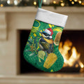 Aussie Honeyeaters Banksia Christmas Stocking Aboriginal Dots Painting Green Motif - Aussie Hoodie