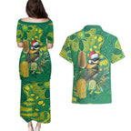 Aussie Honeyeaters Banksia Christmas Couples Matching Puletasi and Hawaiian Shirt Aboriginal Dots Painting Green Motif - Aussie Hoodie