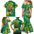 Aussie Honeyeaters Banksia Christmas Family Matching Mermaid Dress and Hawaiian Shirt Aboriginal Dots Painting Green Motif - Aussie Hoodie