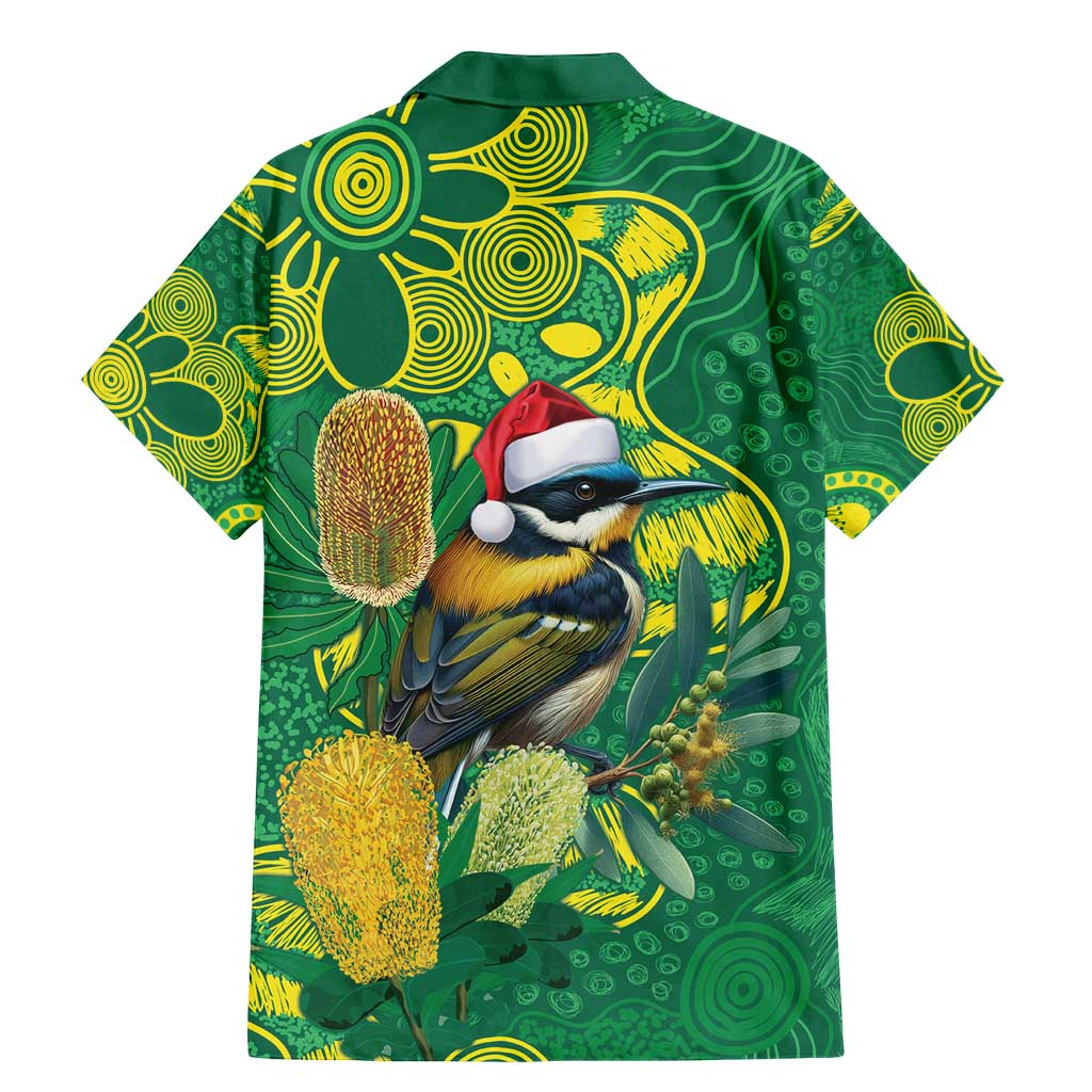 Aussie Honeyeaters Banksia Christmas Family Matching Mermaid Dress and Hawaiian Shirt Aboriginal Dots Painting Green Motif - Aussie Hoodie