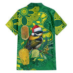 Aussie Honeyeaters Banksia Christmas Family Matching Mermaid Dress and Hawaiian Shirt Aboriginal Dots Painting Green Motif - Aussie Hoodie