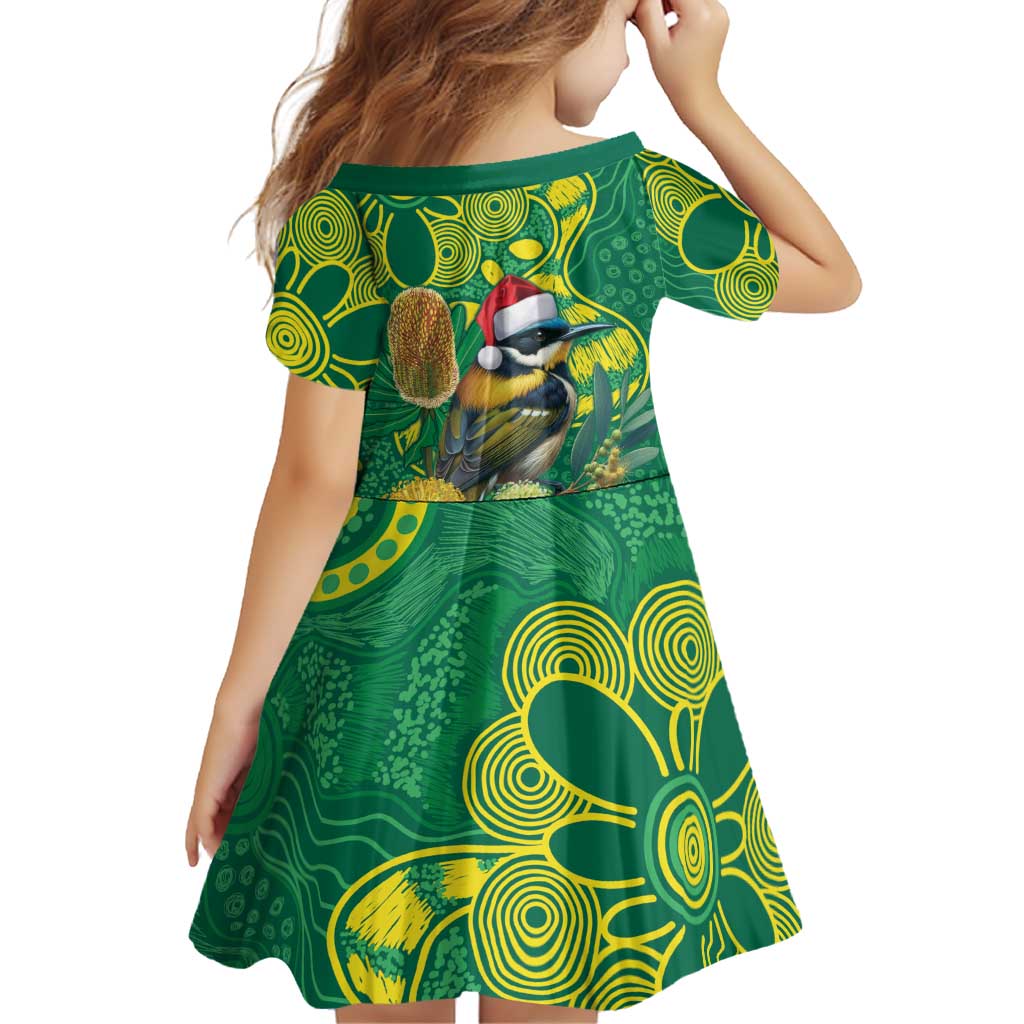 Aussie Honeyeaters Banksia Christmas Family Matching Off Shoulder Maxi Dress and Hawaiian Shirt Aboriginal Dots Painting Green Motif - Aussie Hoodie