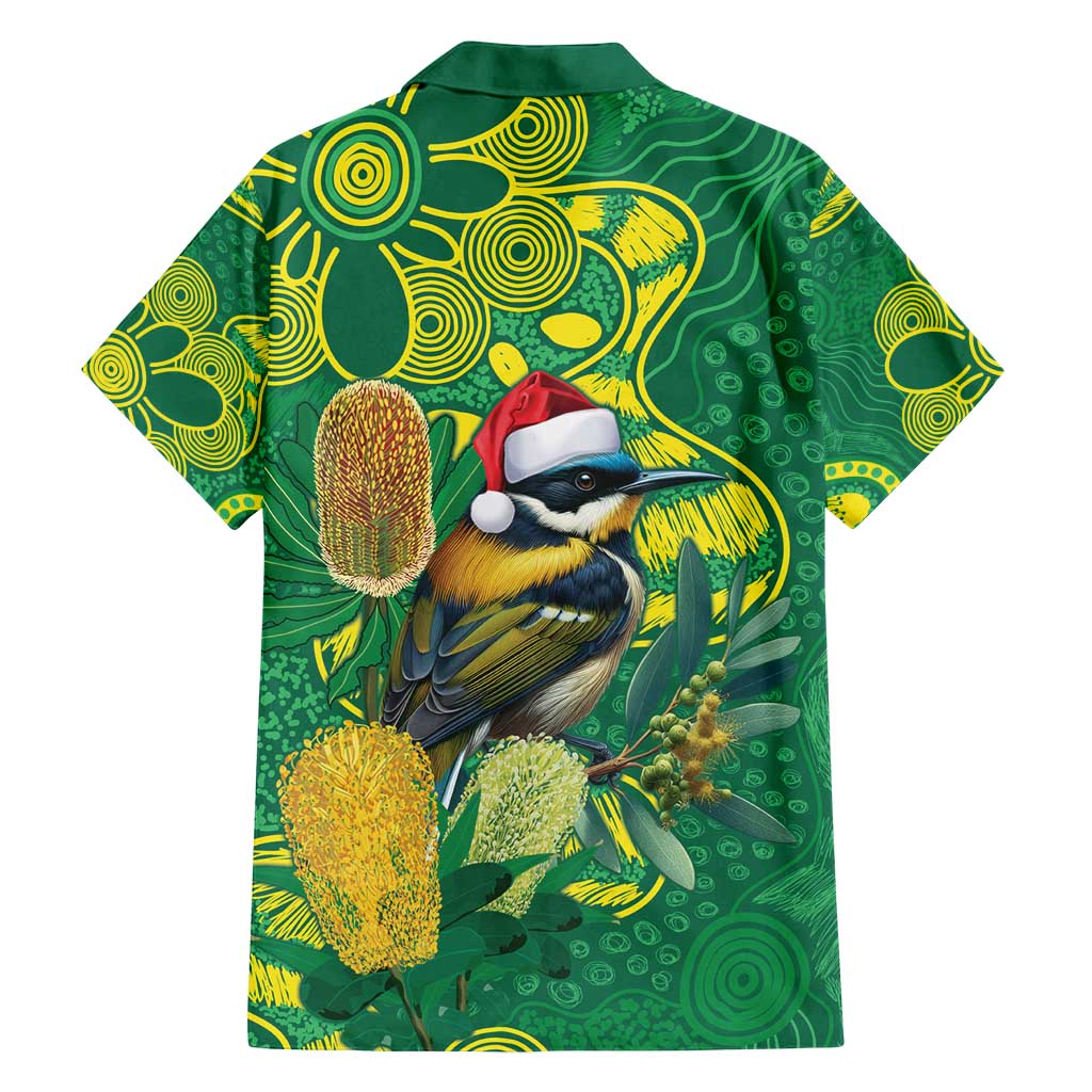 Aussie Honeyeaters Banksia Christmas Family Matching Off Shoulder Maxi Dress and Hawaiian Shirt Aboriginal Dots Painting Green Motif - Aussie Hoodie