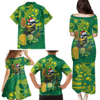 Aussie Honeyeaters Banksia Christmas Family Matching Puletasi and Hawaiian Shirt Aboriginal Dots Painting Green Motif - Aussie Hoodie