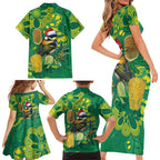 Aussie Honeyeaters Banksia Christmas Family Matching Short Sleeve Bodycon Dress and Hawaiian Shirt Aboriginal Dots Painting Green Motif - Aussie Hoodie