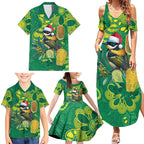 Aussie Honeyeaters Banksia Christmas Family Matching Summer Maxi Dress and Hawaiian Shirt Aboriginal Dots Painting Green Motif - Aussie Hoodie