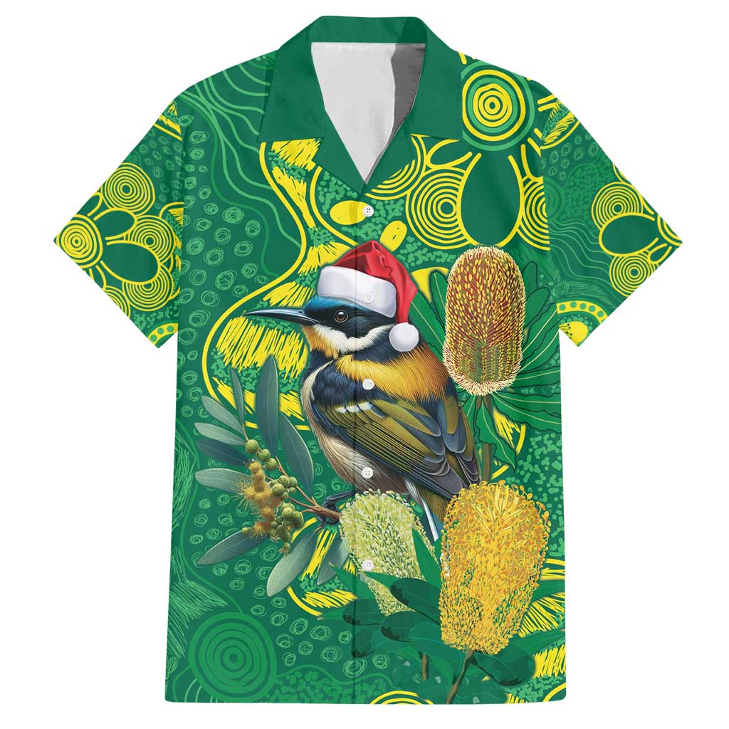 Aussie Honeyeaters Banksia Christmas Family Matching Summer Maxi Dress and Hawaiian Shirt Aboriginal Dots Painting Green Motif - Aussie Hoodie