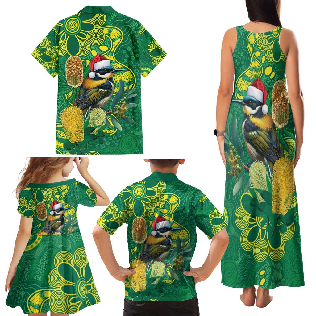 Aussie Honeyeaters Banksia Christmas Family Matching Tank Maxi Dress and Hawaiian Shirt Aboriginal Dots Painting Green Motif - Aussie Hoodie