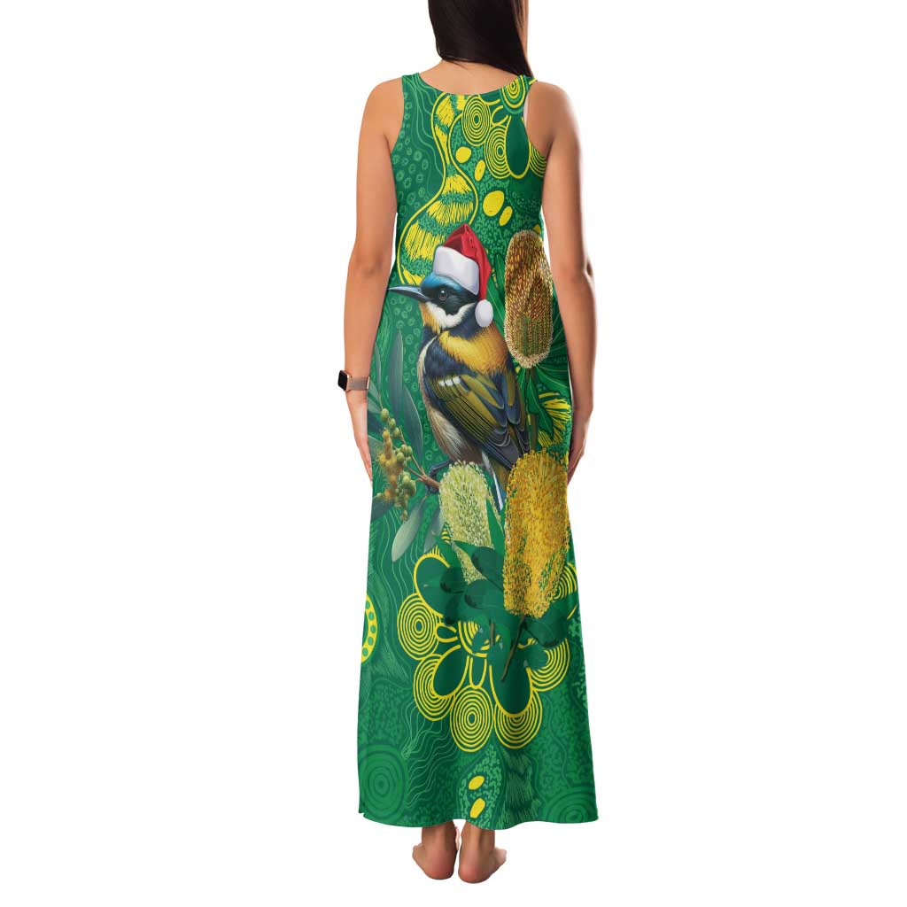 Aussie Honeyeaters Banksia Christmas Family Matching Tank Maxi Dress and Hawaiian Shirt Aboriginal Dots Painting Green Motif - Aussie Hoodie
