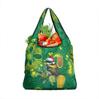 Aussie Honeyeaters Banksia Christmas Grocery Bag Aboriginal Dots Painting Green Motif - Aussie Hoodie