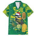 Aussie Honeyeaters Banksia Christmas Hawaiian Shirt Aboriginal Dots Painting Green Motif - Aussie Hoodie