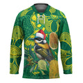 Aussie Honeyeaters Banksia Christmas Hockey Jersey Aboriginal Dots Painting Green Motif - Aussie Hoodie