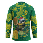 Aussie Honeyeaters Banksia Christmas Hockey Jersey Aboriginal Dots Painting Green Motif - Aussie Hoodie