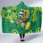 Aussie Honeyeaters Banksia Christmas Hooded Blanket Aboriginal Dots Painting Green Motif - Aussie Hoodie