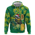 Aussie Honeyeaters Banksia Christmas Hoodie Aboriginal Dots Painting Green Motif - Aussie Hoodie