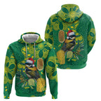 Aussie Honeyeaters Banksia Christmas Hoodie Aboriginal Dots Painting Green Motif - Aussie Hoodie