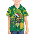 Aussie Honeyeaters Banksia Christmas Kid Hawaiian Shirt Aboriginal Dots Painting Green Motif - Aussie Hoodie