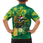 Aussie Honeyeaters Banksia Christmas Kid Hawaiian Shirt Aboriginal Dots Painting Green Motif - Aussie Hoodie