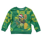 Aussie Honeyeaters Banksia Christmas Kid Ugly Christmas Sweater Aboriginal Dots Painting Green Motif - Aussie Hoodie