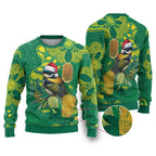 Aussie Honeyeaters Banksia Christmas Ugly Christmas Sweater Aboriginal Dots Painting Green Motif - Aussie Hoodie