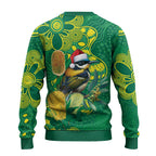Aussie Honeyeaters Banksia Christmas Ugly Christmas Sweater Aboriginal Dots Painting Green Motif - Aussie Hoodie