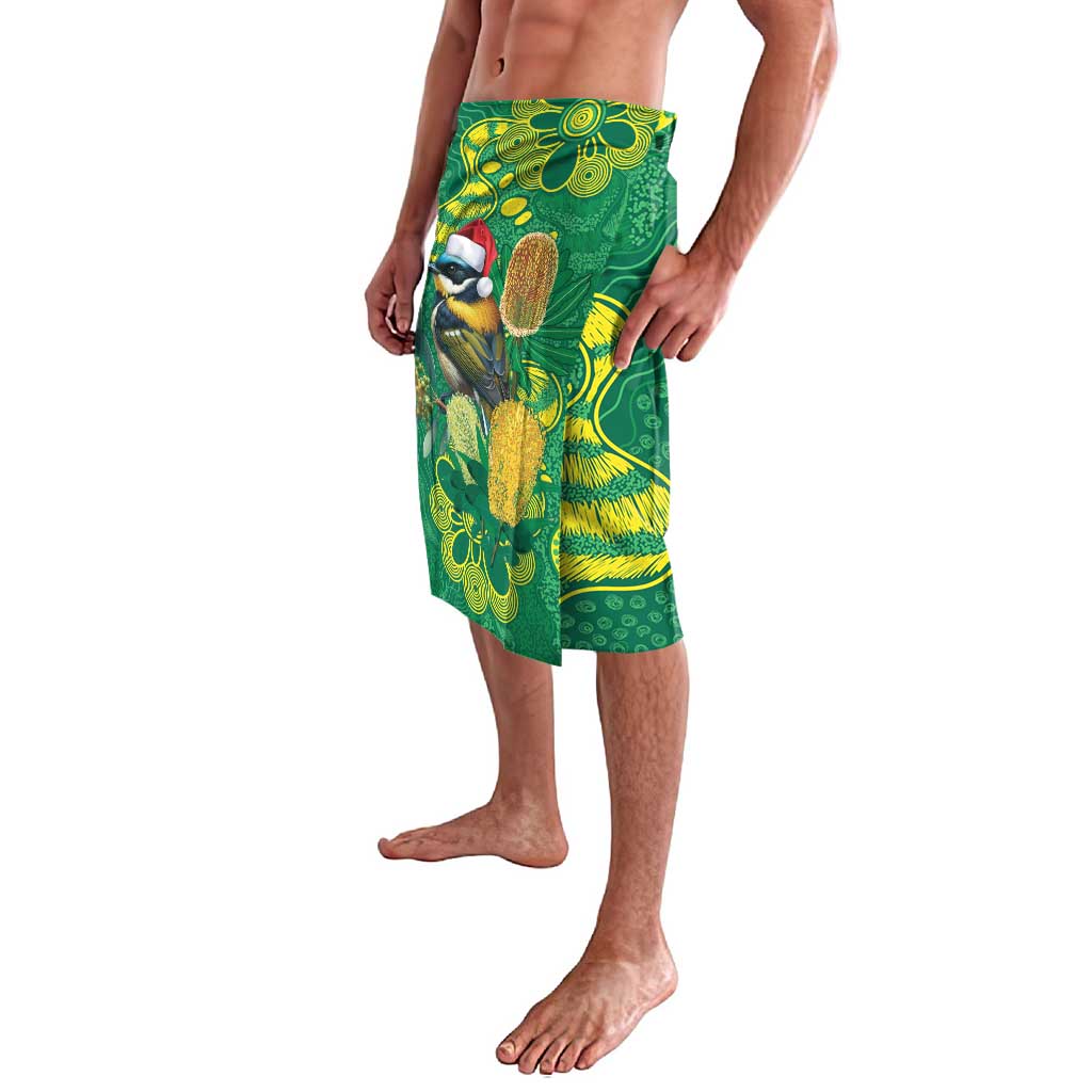 Aussie Honeyeaters Banksia Christmas Lavalava Aboriginal Dots Painting Green Motif - Aussie Hoodie