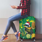 Aussie Honeyeaters Banksia Christmas Luggage Cover Aboriginal Dots Painting Green Motif - Aussie Hoodie