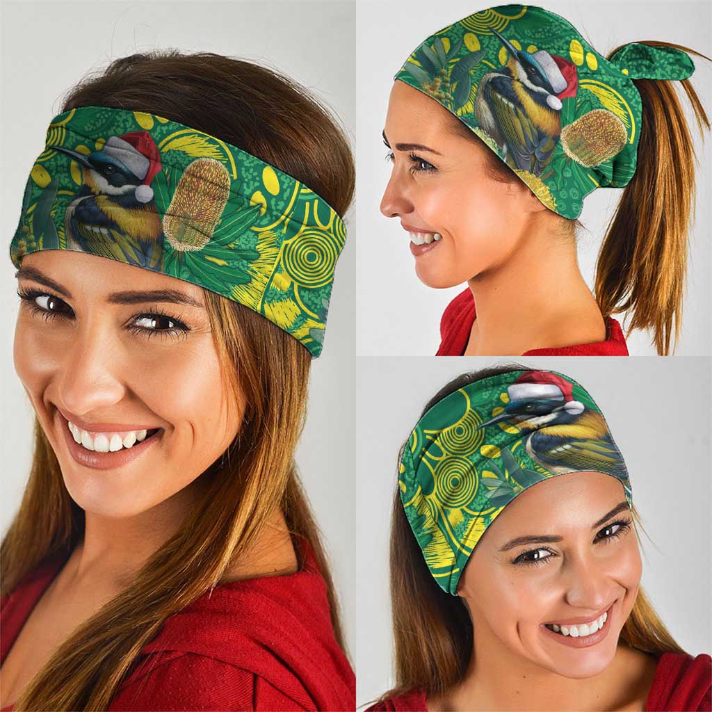 Aussie Honeyeaters Banksia Christmas Neck Gaiter Aboriginal Dots Painting Green Motif - Aussie Hoodie