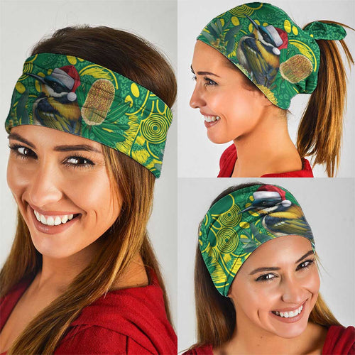 Aussie Honeyeaters Banksia Christmas Neck Gaiter Aboriginal Dots Painting Green Motif - Aussie Hoodie