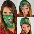 Aussie Honeyeaters Banksia Christmas Neck Gaiter Aboriginal Dots Painting Green Motif - Aussie Hoodie