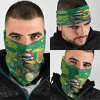 Aussie Honeyeaters Banksia Christmas Neck Gaiter Aboriginal Dots Painting Green Motif - Aussie Hoodie