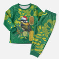 Aussie Honeyeaters Banksia Christmas Pajama Set Aboriginal Dots Painting Green Motif - Aussie Hoodie