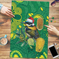 Aussie Honeyeaters Banksia Christmas Puzzle Aboriginal Dots Painting Green Motif - Aussie Hoodie