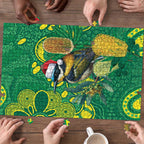Aussie Honeyeaters Banksia Christmas Puzzle Aboriginal Dots Painting Green Motif - Aussie Hoodie