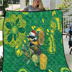 Aussie Honeyeaters Banksia Christmas Quilt Aboriginal Dots Painting Green Motif - Aussie Hoodie