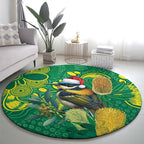 Aussie Honeyeaters Banksia Christmas Round Carpet Aboriginal Dots Painting Green Motif - Aussie Hoodie