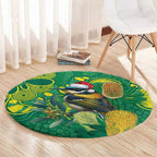 Aussie Honeyeaters Banksia Christmas Round Carpet Aboriginal Dots Painting Green Motif - Aussie Hoodie