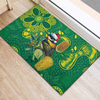 Aussie Honeyeaters Banksia Christmas Rubber Doormat Aboriginal Dots Painting Green Motif - Aussie Hoodie