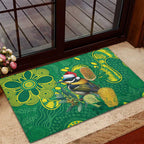 Aussie Honeyeaters Banksia Christmas Rubber Doormat Aboriginal Dots Painting Green Motif - Aussie Hoodie