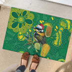 Aussie Honeyeaters Banksia Christmas Rubber Doormat Aboriginal Dots Painting Green Motif - Aussie Hoodie