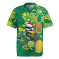Aussie Honeyeaters Banksia Christmas Rugby Jersey Aboriginal Dots Painting Green Motif - Aussie Hoodie
