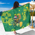 Aussie Honeyeaters Banksia Christmas Sarong Aboriginal Dots Painting Green Motif - Aussie Hoodie
