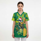 Aussie Honeyeaters Banksia Christmas Scrub Top Aboriginal Dots Painting Green Motif - Aussie Hoodie